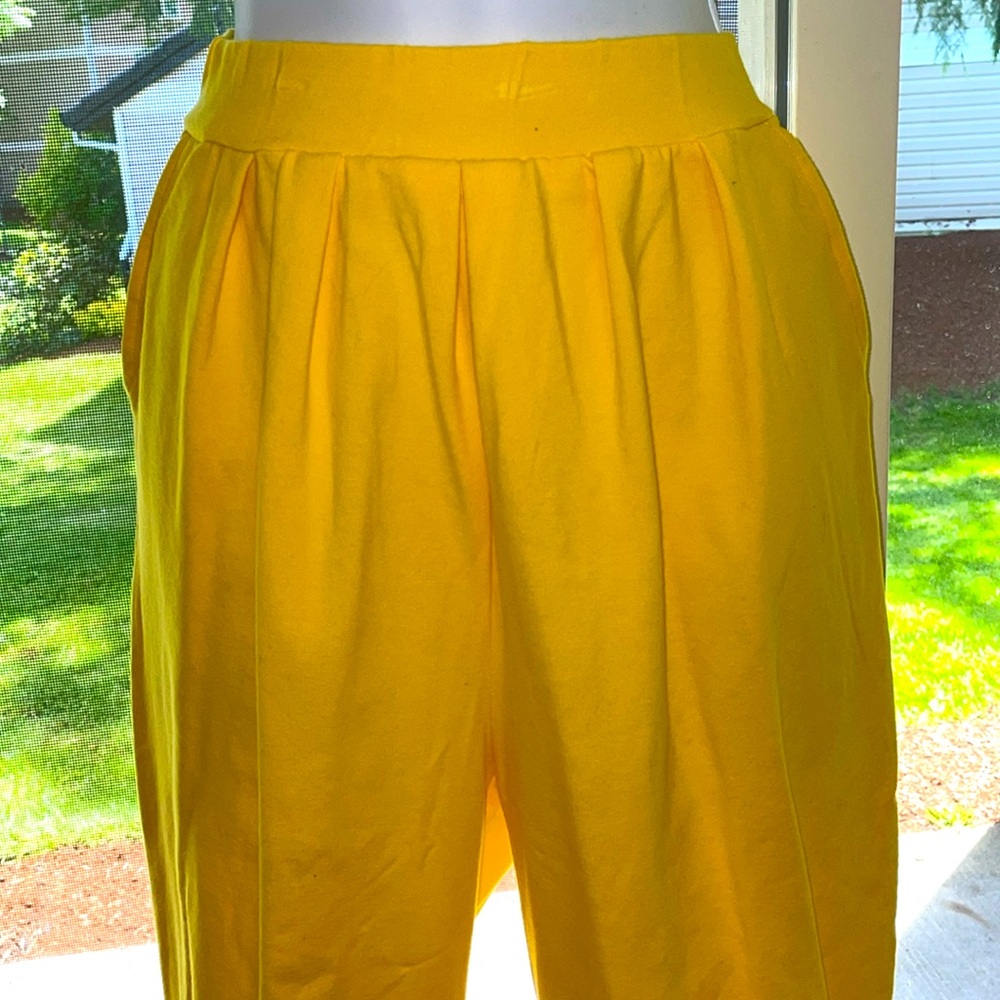 ❤️ Women's Vintage 90’s Y2K YELLOW CLASSIQUES SPORT Pull-up STIRRUP Pants Sz S - Picture 2 of 8